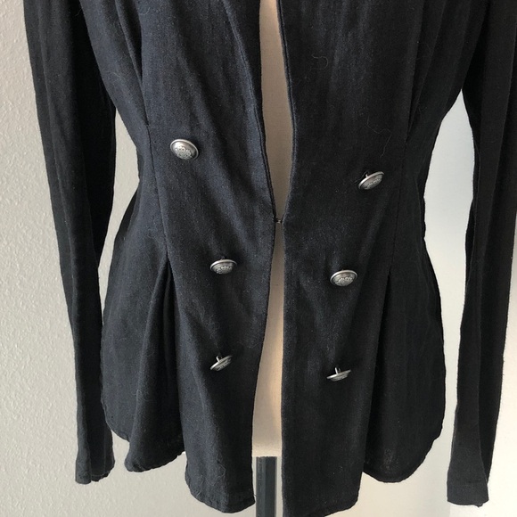 FREE PEOPLE Women Cinched Waist Linen Blend Black Blazer | S - Picture 5 of 13